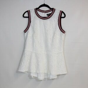 Thalia Sodi White Lace Sleeveless Peplum Top NWOT